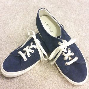 Lauren by Ralph Lauren Blue Suede Lace Up Sneakers